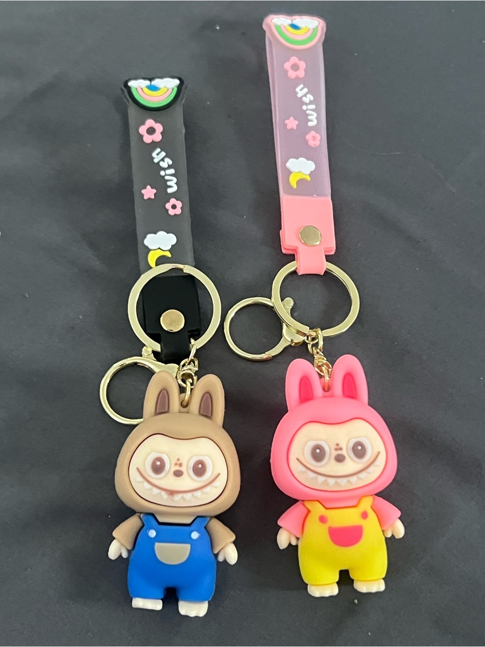 Labubu Cute Bunny Character Keychain - set of 2 - Pink & Brown